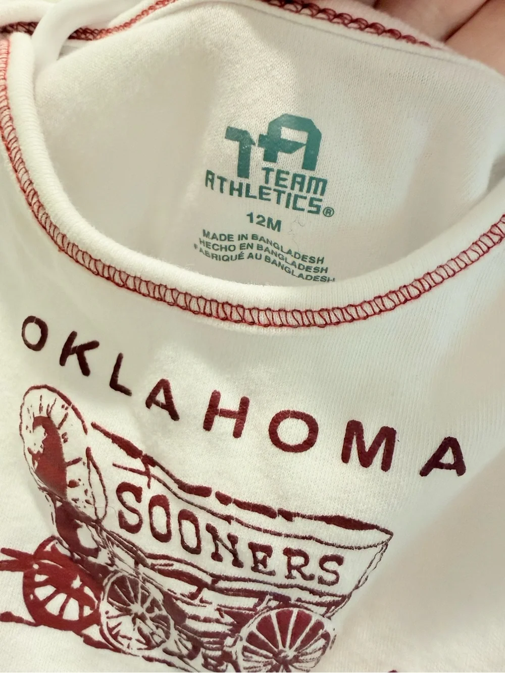 Oklahoma Sooners Infant Bodysuit Onesie 12 Months White Crimson Retro